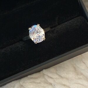 GRA Moissanite Diamond/Sterling Silver Ring   Size 7
